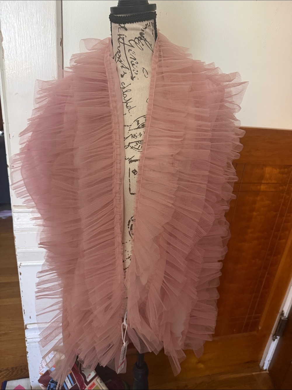 Ruffled Tulle Cape in Dusty Rose - Women's Layered Wrap